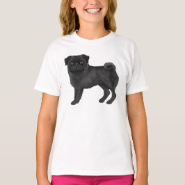 Schattige zwarte pug Hondenras ontwerpillustratie T-shirt