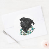 Schattige zwarte pug met bril ronde sticker (Envelop)