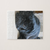 Schattige Zwarte Pug Slapend Legpuzzel (Horizontaal)