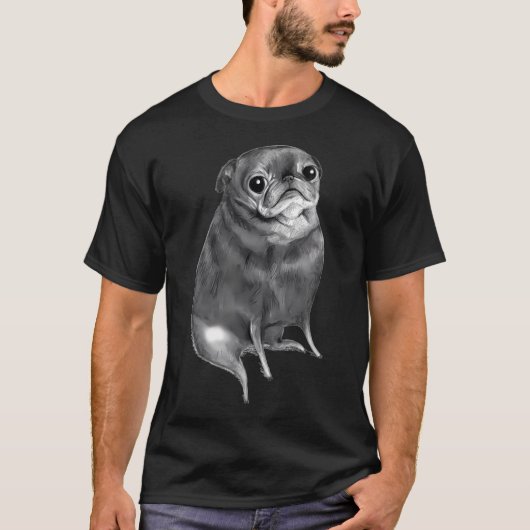 Schattige Zwarte Pug T-shirt (Voorkant)