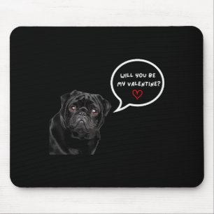 Schattige zwarte pug Valentijnsdag grappige kleren Muismat