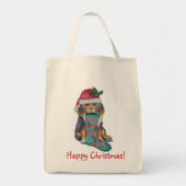 schattige zwarte pupil gekleed voor kerstmis tote bag (Voorkant)