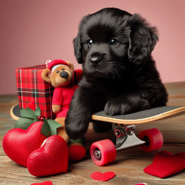 Schattige zwarte puppy grappige Valentijn Feestdagenkaart