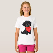 Schattige zwarte puppy met een rode bandana t-shirt (Voorkant volledig)