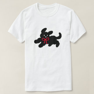 Schattige Zwarte Puppy met Rode Strik Coquette Est T-shirt
