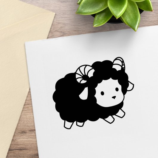 Schattige Zwarte Schaap Ram Rubberstempel