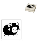 Schattige Zwarte Schaap Ram Rubberstempel (Gestempeld)
