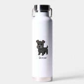 Schattige Zwarte Schotse Terrier Hond Eigen Naam Waterfles (Voorkant)