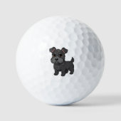 Schattige zwarte Schotse Terrier-hond Golfballen (Voorkant)