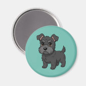 Schattige Zwarte Schotse Terriër Hond Groen Magneet (Voorkant / Achterkant)