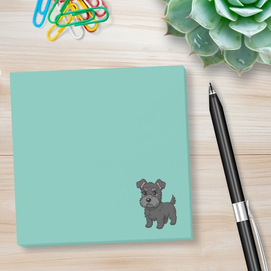 Schattige Zwarte Schotse Terriër Hond Groen Post-it® Notes