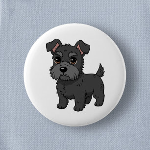 Schattige zwarte Schotse terriër hond Ronde Button 5,7 Cm