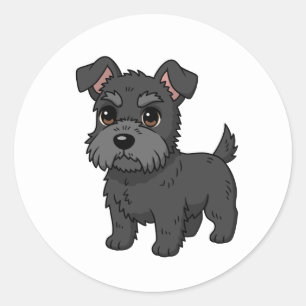 Schattige zwarte Schotse Terrier-hond Ronde Sticker