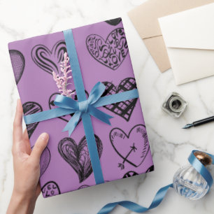 Schattige zwarte snijwand van het hart cadeaupapier