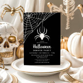 Schattige Zwarte Spin Halloween Diner Feest Kaart