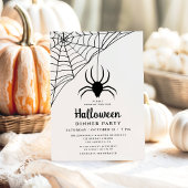 Schattige Zwarte Spin Halloween Dinerfeest Kaart