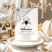 Schattige Zwarte Spin Halloween Dinerfeest Kaart