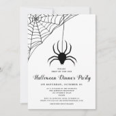 Schattige Zwarte Spin Halloween Dinerfeest Kaart (Voorkant)