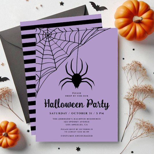 Schattige Zwarte Spin Halloween Feest Kaart