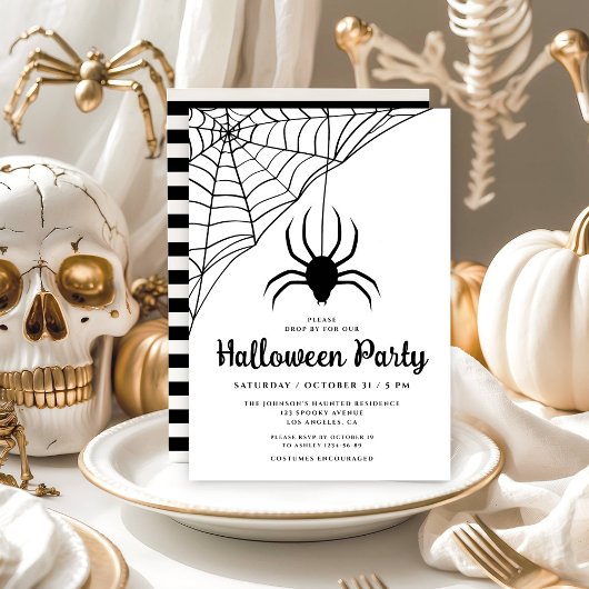 Schattige Zwarte Spin Halloween Feest Kaart
