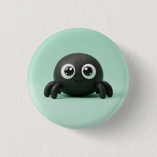 Schattige Zwarte Spin Halloween Knop Ronde Button 3,2 Cm (Voorkant)
