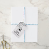 Schattige Zwarte Spin Happy Halloween Cadeaulabel (Met Touw)