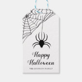 Schattige Zwarte Spin Happy Halloween Cadeaulabel (Voorkant)