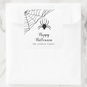 Schattige Zwarte Spin Happy Halloween Vierkante Sticker
