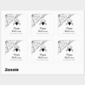 Schattige Zwarte Spin Happy Halloween Vierkante Sticker (Vel)