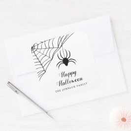 Schattige Zwarte Spin Happy Halloween Vierkante Sticker