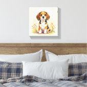 Schattige zwarte tan & witte driekleurige Beagle P Canvas Afdruk (Insitu (Slaapkamer))