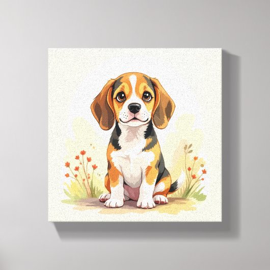 Schattige zwarte tan & witte driekleurige Beagle P Canvas Afdruk (Voorkant)
