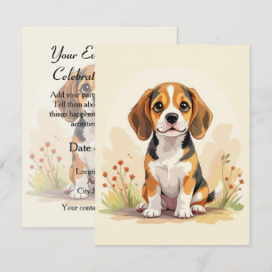 Schattige zwarte tan & witte driekleurige Beagle P Kaart