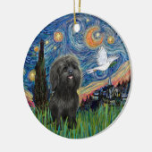 Schattige zwarte Tzu in Sterrennacht Adaptation Keramisch Ornament (Links)
