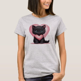Schattige zwarte Valentijn kitten T-shirt