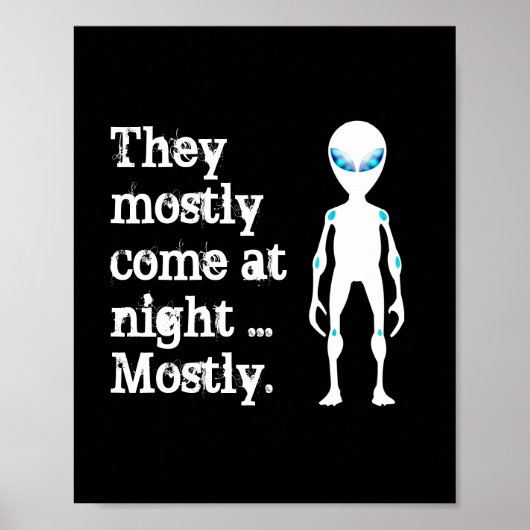 Schattige zwarte witte alien citaat poster (Voorkant)