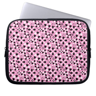 Schattige zwarte witte bloemen laptop sleeve