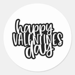 Schattige zwarte witte fijne valentijnsdag woordku ronde sticker
