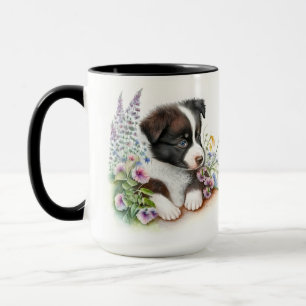 SCHATTIGE ZWARTE WITTE GRENSCOLLIE PUPPY DOG MOK