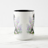 SCHATTIGE ZWARTE WITTE GRENSCOLLIE PUPPY DOG MOK (Midden)