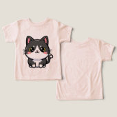 Schattige Zwarte Witte Kawaii Kitten (Ontwerp Voorkant & Achterkant)
