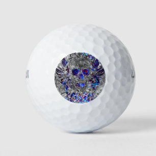 Schattige zwarte witte kleurrijke neon schedel golfballen