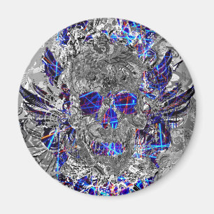 Schattige zwarte witte kleurrijke neon schedel magneet