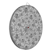 Schattige zwarte witte naadloze bloemen patronen dartbord (Voorkant Links)