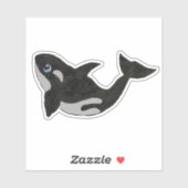Schattige Zwarte Witte Orka Blauwe Ogen Sticker (Vel)
