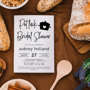 Schattige Zwarte Witte Potluck Bruidsdouche Kaart