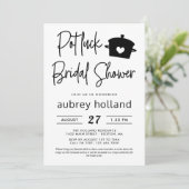 Schattige Zwarte Witte Potluck Bruidsdouche Kaart (Staand voorkant)