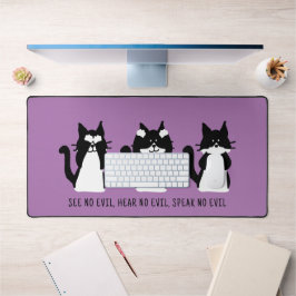 Schattige Zwarte Witte Tuxedo Katten Paars Bureaumat