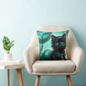 schattige zwarte zeemeermin kitten met groene ogen kussen (Stoel)