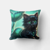 schattige zwarte zeemeermin kitten met groene ogen kussen (Achterkant)